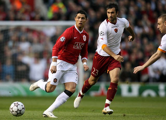 Ronaldo scored twice in United's thrashing of Roma in 2007 (Martin Rickett/PA).