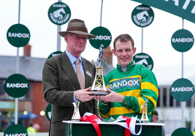 Willie Mullins and Paul Townend with the National trophy