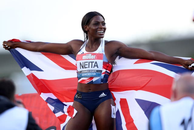 Daryll Neita won both the 100 metres and 200m at the British Championships in Manchester (Isaac Parkin/PA).