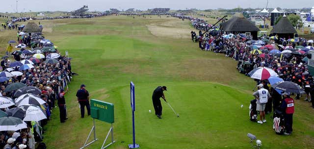 Tiger Woods tees off at Royal St George's in 2003