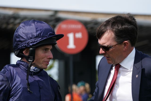 Trainer Aidan O’Brien (right) and Ryan Moore have an unmatched record in the Chester Vase