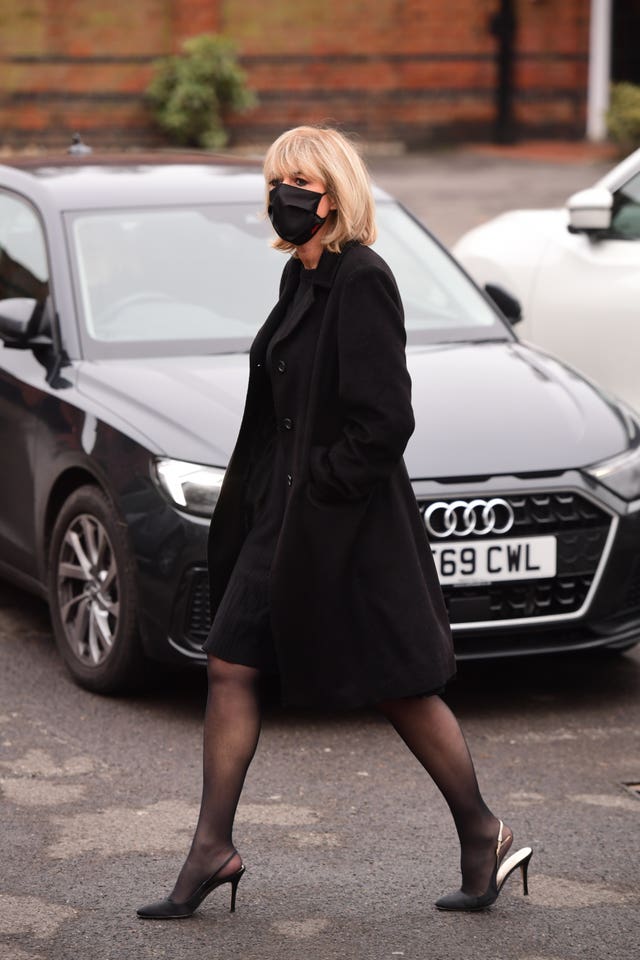 Jane Moore arrives at Golders Green Crematorium, north London, for the private funeral service of Dame Barbara Windsor