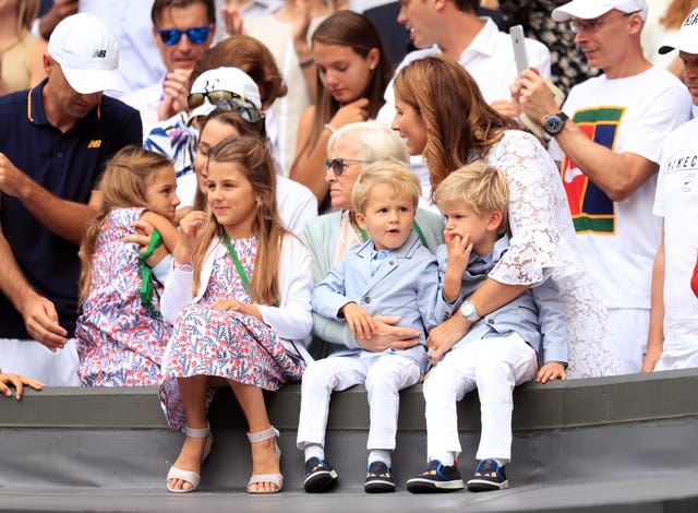 Roger Federer's four children at Wimbledon in 2017