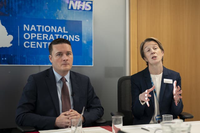 Wes Streeting sitting alongside Amanda Pritchard