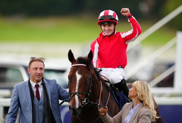 Hollie Doyle celebrates Nunthorpe victory with Bradsell