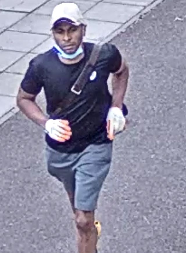 CCTV of a man seen running from the scene of the stabbing of Thomas O’Halloran (Metropolitan Police/PA)