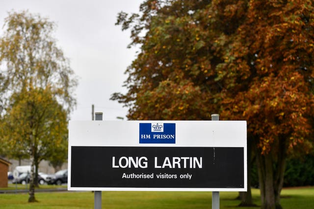 A sign outside HMP Long Lartin