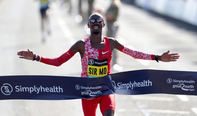 Sir Mo Farah wins the Men's Elite Race during the Great North Run in Newcastle
