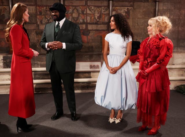  The Princess of Wales meets Gregory Porter, Olivia Dean and Paloma Faith during the carol service