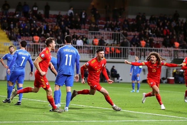 Kieffer Moore opened the scoring as Wales won in Baku