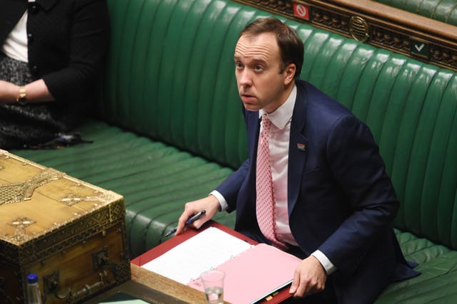 Health Secretary Matt Hancock is expected to announce an update to the Tiers in England (UK Parliament/Jessica Taylor/PA)