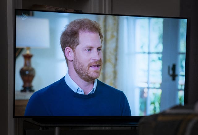 The Duke of Sussex being interviewed by ITV’s Tom Bradby during Harry: The Interview 