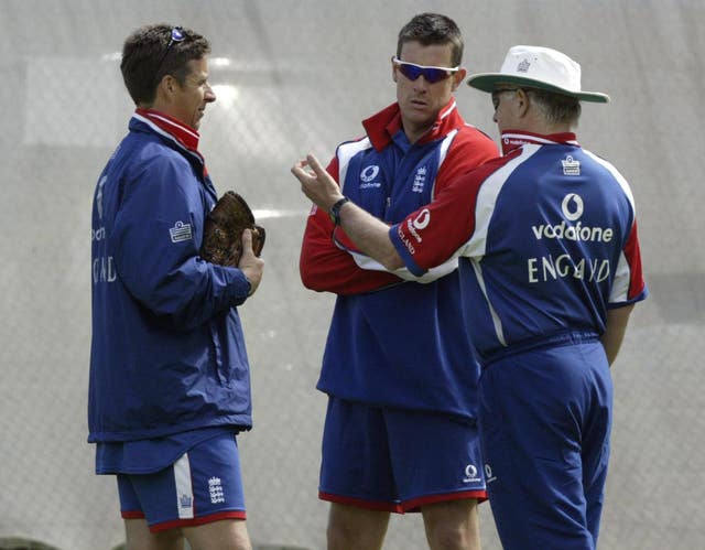 Troy Cooley, Ashley Giles and Duncan Fletcher