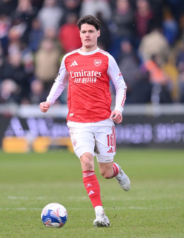 Arsenal&rsquo;s Christian Norgaard during an FA Cup fifth round match at Mansfield 