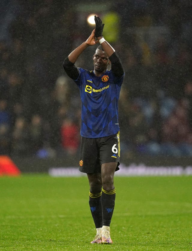 Manchester United’s Paul Pogba applauds the fans after the Premier League match at Turf Moor, Burnley