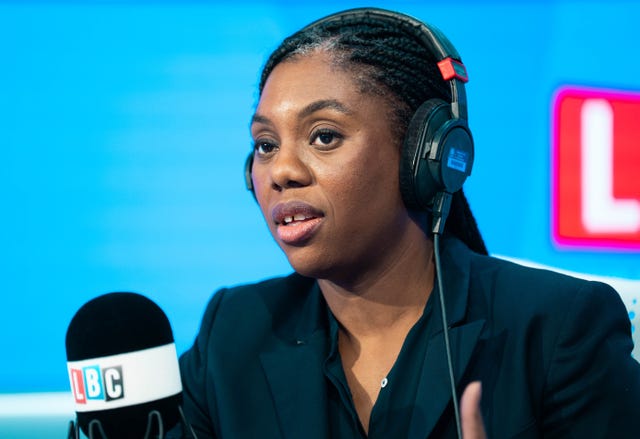 Conservative Party leader Kemi Badenoch during an appearance on LBC Radio for a phone-in, at the Global Studios in London