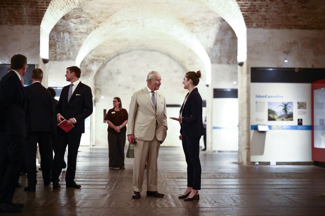 The King during a visit to the National Museum of Bermuda,