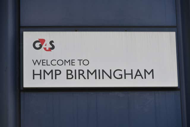 A G4S sign outside HMP Birmingham (Ben Birchall/PA) 