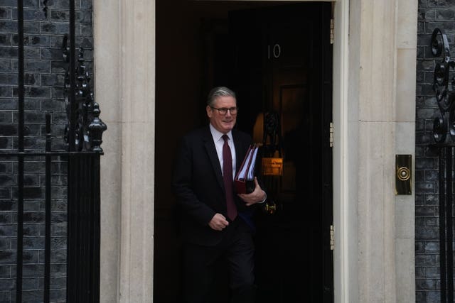 Sir Keir Starmer coming out of No 10 Downing Street before Prime Minister’s Questions