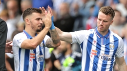 Kilmarnock’s Marley Watkins (right) and team-mates celebrate victory after the final whistle in the Viaplay Cup second round match at The BBSP Stadium Rugby Park, Kilmarnock. Picture date: Sunday August 20, 2023.