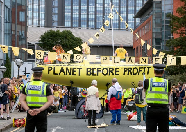 Protesters from Extinction Rebellion in Leeds (Danny Lawson/PA)