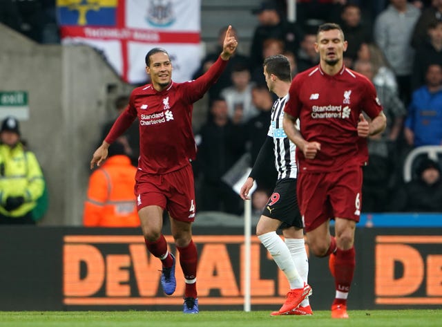 Virgil Van Dijk, left, gave Liverpool the lead