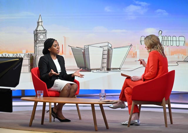 Conservative Party leader Kemi Badenoch appearing on Sunday with Laura Kuenssberg 