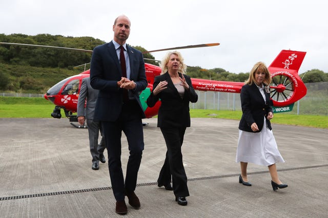 William, patron of Wales Air Ambulance, with chief executive of the Wales Air Ambulance Charity Sue Barnes 