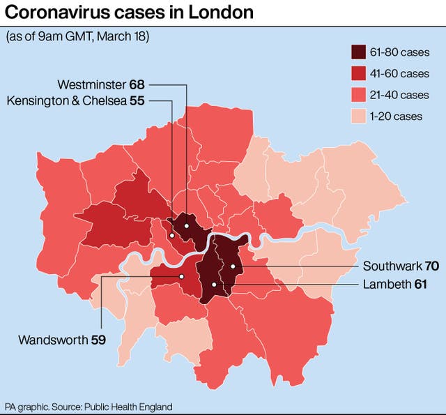 Coronavirus cases in London 