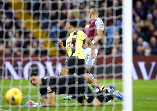 Foster turns to celebrate his finish at Villa Park (Nigel French/PA)