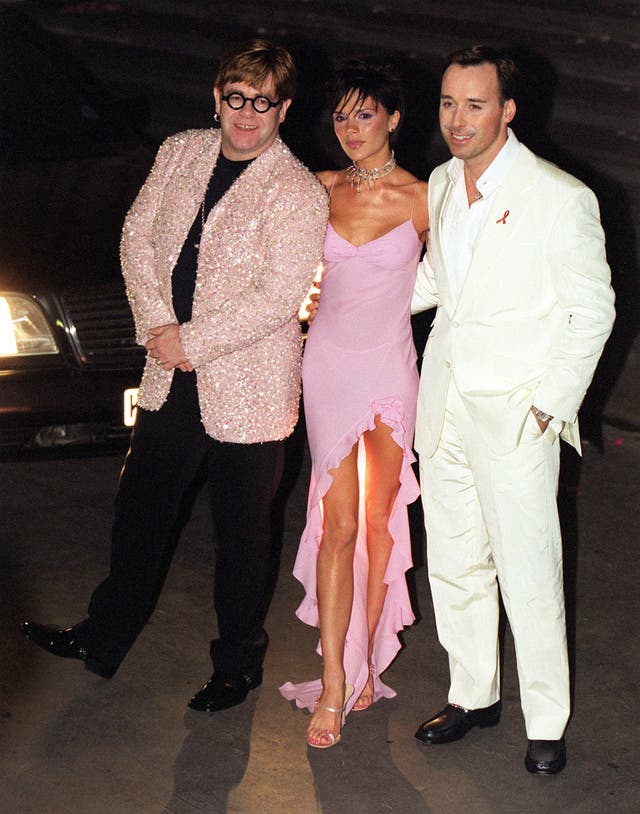 Sir Elton John, Victoria Beckham and David Furnish