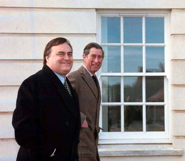 Charles and John Prescott touring Poundbury, Dorchester, in 1998 