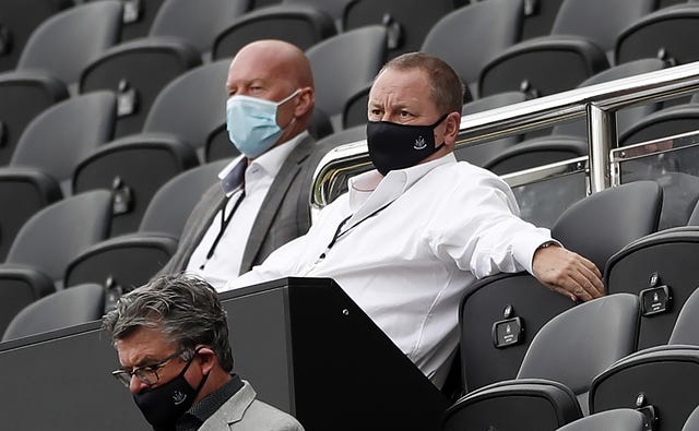 Newcastle owner Mike Ashley in the stands at St James' Park