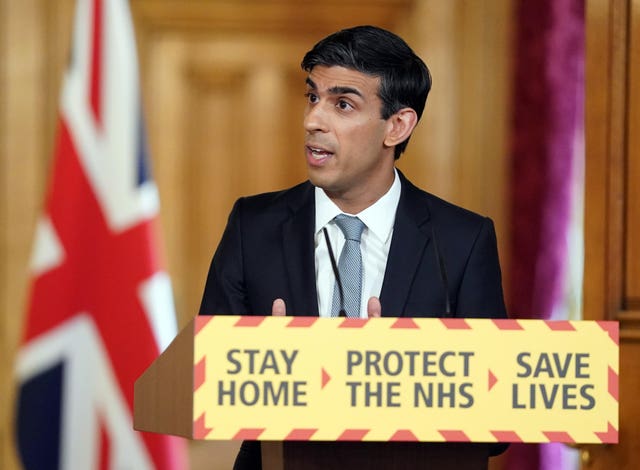 Chancellor Rishi Sunak announced financial measures to prevent mass lay-offs as businesses were forced to close (Pippa Fowles/10 Downing Street/Crown Copyright/PA)