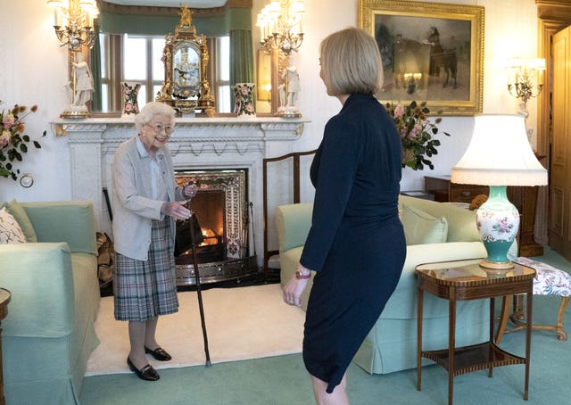 The Queen welcomes Liz Truss during an audience at Balmoral, Scotland 