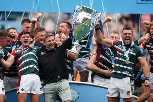 Ellis Genge, right, helped Leicester to victory