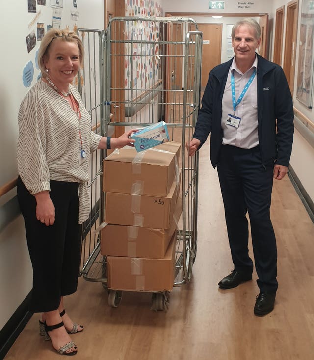 Some of the donated PPE arrives at Morriston Hospital 