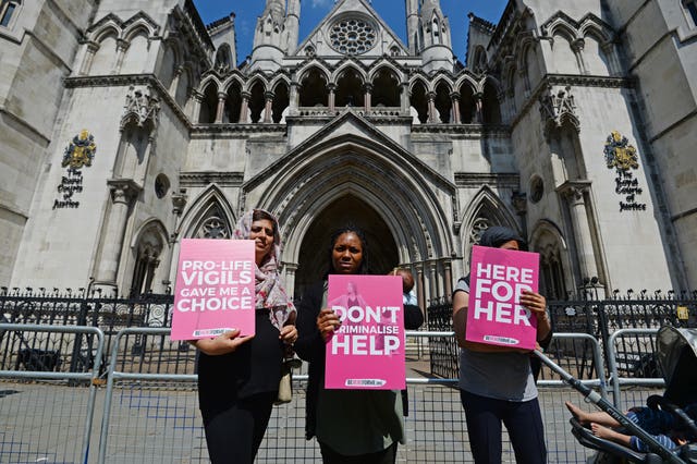 Campaigners outside court