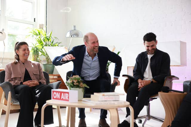 The Prince of Wales meets former England midfielder Fara Williams during a visit to Spiral Skills, in Lambeth, south London, which has received funding from his homelessness initiative Homewards
