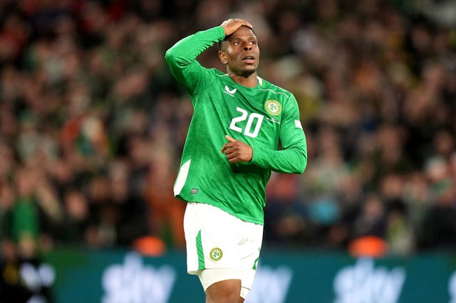 Republic of Ireland’s Chiedozie Ogbene rues a missed chance