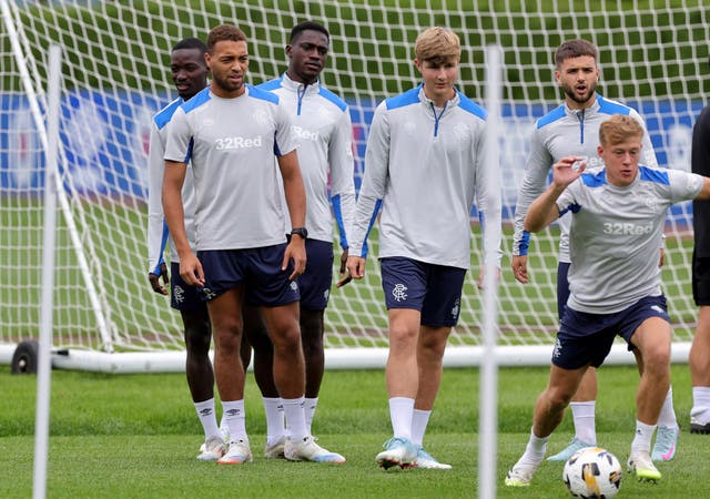 Rangers players during a training session