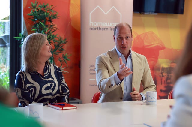 William during a visit to the East Belfast Mission at the Skainos Centre, Belfast, as part of his tour of the UK last year to launch Homewards 