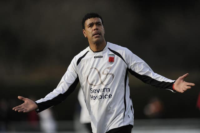 Chris Kamara during the Spa Mid Wales League match at Maes y Dre Recreation Ground, Welshpool 