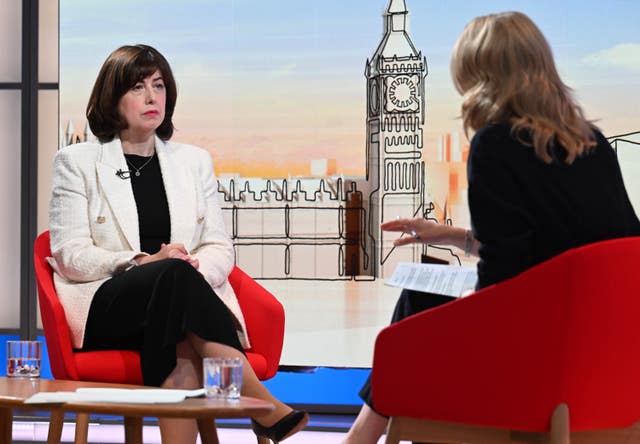 Leader of the House of Commons Lucy Powell appearing on the BBC's Sunday With Laura Kuenssberg show