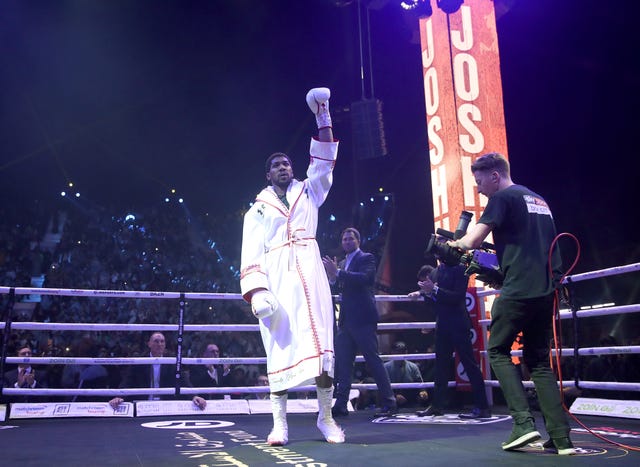 Joshua saluted the crowd before the fight 
