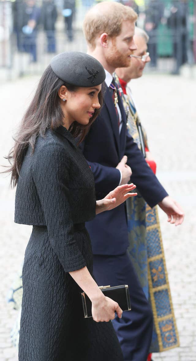 Ms Markle wore all black to the sombre service (Jonathan Brady/PA)