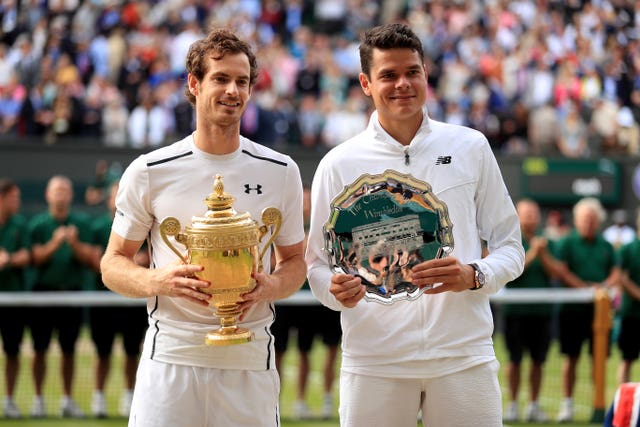 Murray, left, defeated Milos Raonic to win Wimbledon again in 2016