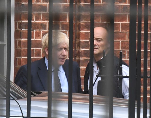 Prime Minister Boris Johnson with his then senior aide Dominic Cummings (Victoria Jones/PA)