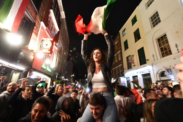 Italy fans celebrating in Soho, London