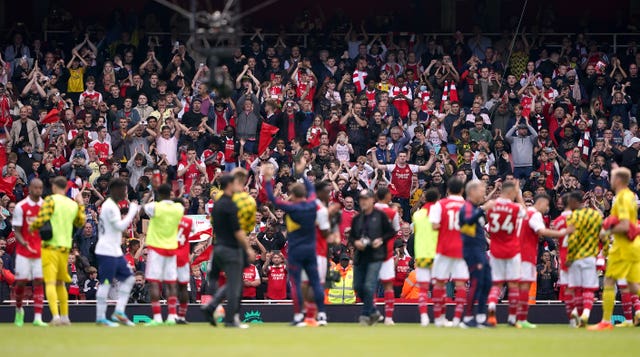 Arsenal celebrate another north London derby success